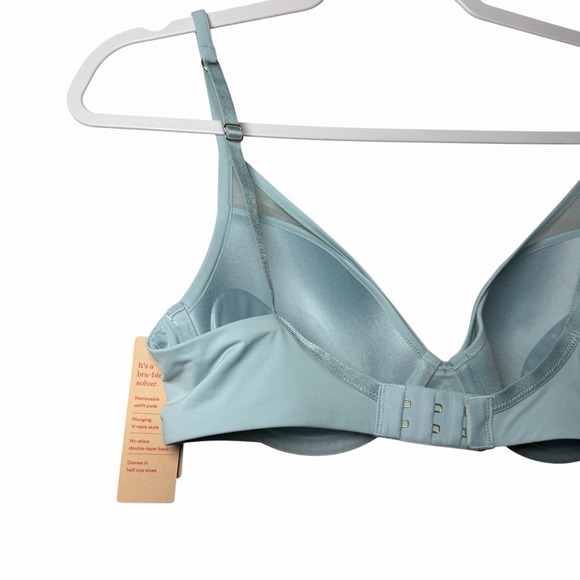 NEW ThirdLove Women's 24/7 Classic Uplift Plunge Bra 34C Frost Mesh Minimalist - Picture 7 of 14